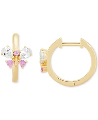 2-Pc. Set Lab Created Pink Sapphire (1/2 ct. t.w.) & Lab Created White Sapphire (1-1/20 ct. t.w.) Dragonfly Pendant Necklace & Matching Hoop Earrings