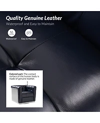 Gabriel Mid-Certury Modern Genuine Leather Swivel Club Chair with Genuine Leather