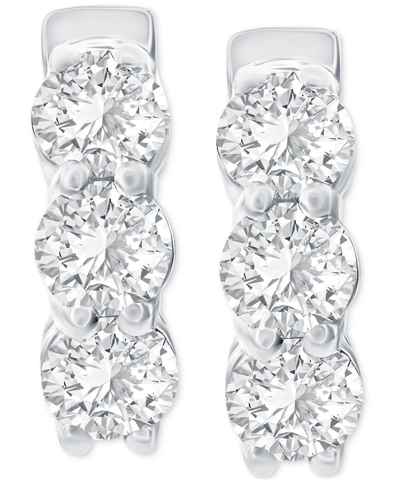 Diamond Huggie Hoop Earrings (1 ct. t.w.) 14k White or Yellow Gold