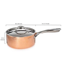 BergHOFF Vintage Tri-Ply Copper 8" Saucepan 3qt. with Lid, Hammered