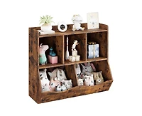 Gaomon Toy Storage Organizer, Bookshelf for Kids, Wood Toys Storage Cabinet, Toddler Book Toy Shelf, 5 Cubby Bookcase Footboard for Playroom, School,