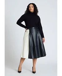 Eloquii Plus Colorblocked Faux Leather Full Midi Skirt