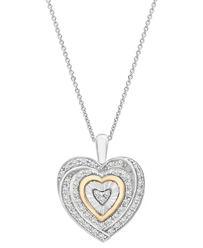 Diamond Heart 18" Pendant Necklace (1/4 ct. t.w.) in Sterling Silver and 14k Gold-Plate, Created for Macy's