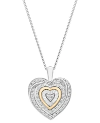 Diamond Heart 18" Pendant Necklace (1/4 ct. t.w.) in Sterling Silver and 14k Gold-Plate, Created for Macy's