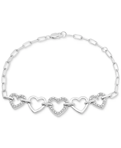 Diamond Heart Chain Paperclip Link Bracelet (1/6 ct. t.w.) in Sterling Silver, Created for Macy's