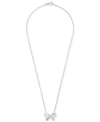 Diamond Bow 17" Pendant Necklace (1/10 ct. t.w.) in Sterling Silver
