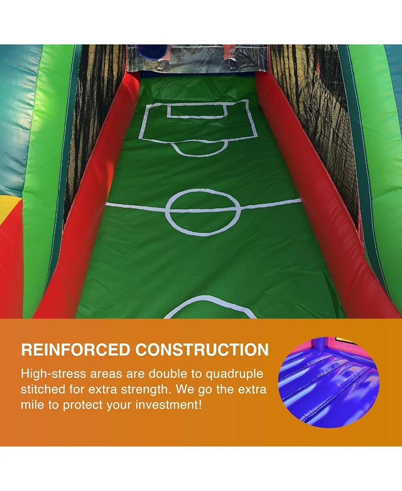 JumpOrange Inflatable Soccer Game (with Blower and Foam Soccer Ball), Kids and Adults, Commercial Grade, Rental Game, Kicking Target Holes, Outdoor In