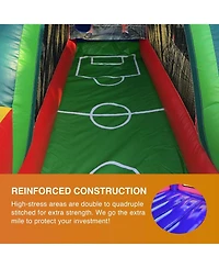 JumpOrange Inflatable Soccer Game (with Blower and Foam Soccer Ball), Kids and Adults, Commercial Grade, Rental Game, Kicking Target Holes, Outdoor In