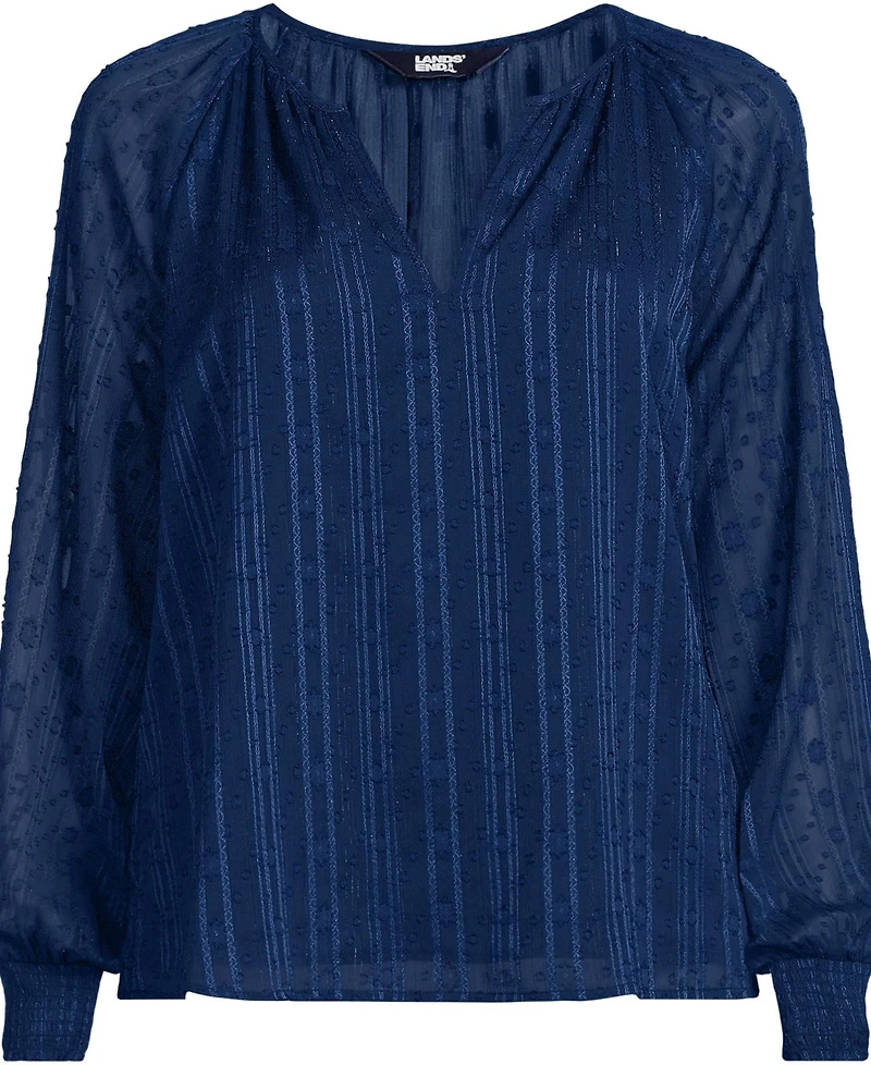 Lands' End Women's Clip Dot Chiffon Blouse