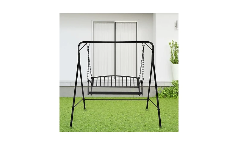 Slickblue 1184647cm Iron Art With Iron Chain Vertical Bar Backrest 200kg Iron Swing BlackA A¼E Swing frames not includedA A¼a€°