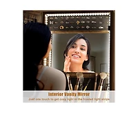 gaomon 360° Swivel Jewelry Cabinet with Led Lights,Inside Makeup Mirror,Rotatable Full Length Mirror with Jewelry Storage for Bedroom