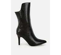 Kultrus Croco Stiletto Heel Mid-Calf Boots