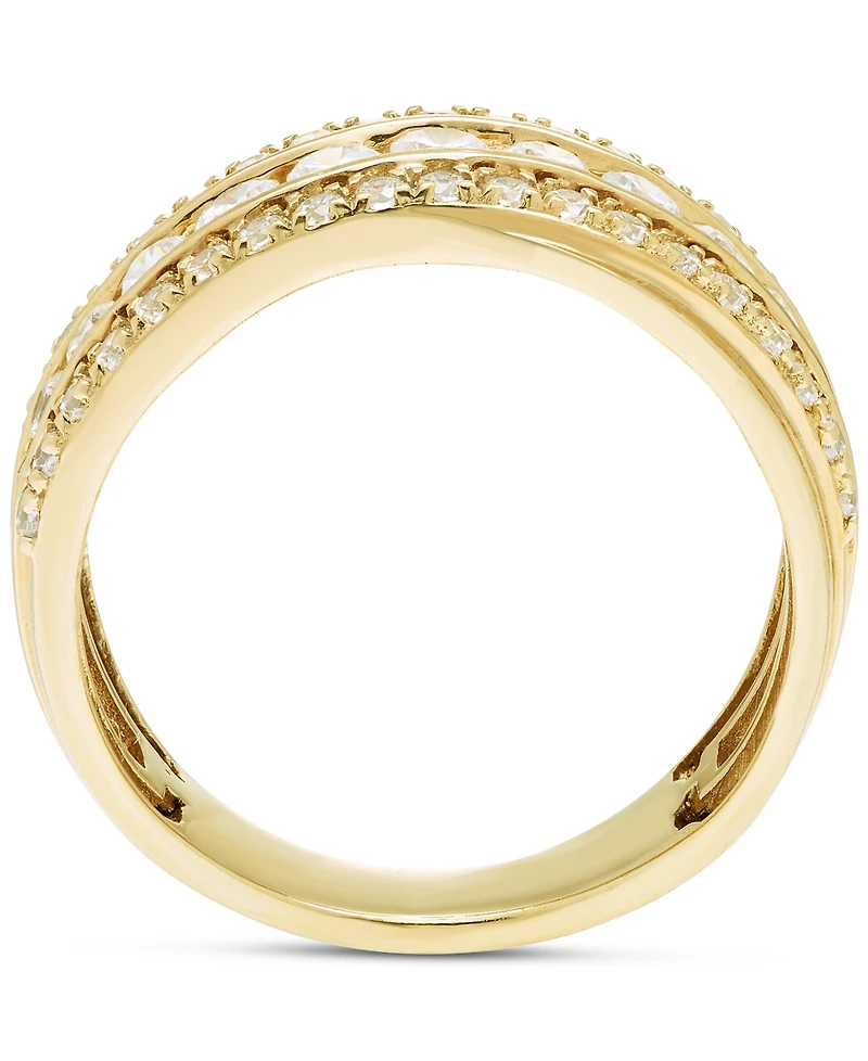 Diamond Triple Row Diagonal Band (1 ct. t.w.) in 10k White or Yellow Gold