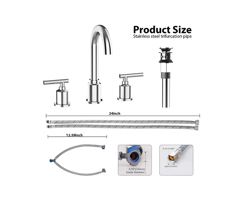 gaomon Bathroom Faucet, Bathroom Sink Faucet, 8 Inch Bathroom Faucet for Sink 3 Hole with Stainless Steel Pop-up Drain for Your Bathroom