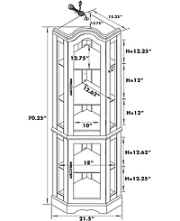 Glass Corner Curio Cabinet – Space-Saving Display Cabinet with Tempered Glass Shelves & Door