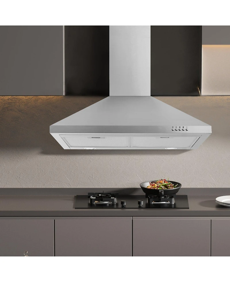 Flynama 30-in 700-cfm Convertible Silver Wall-Mounted Range Hood