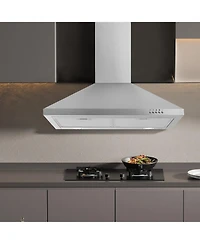 Flynama 30-in 700-cfm Convertible Silver Wall-Mounted Range Hood