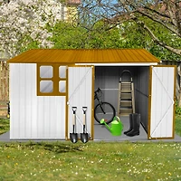 Streamdale White+Yellow 10ftx8ft Metal Garden Shed with Window