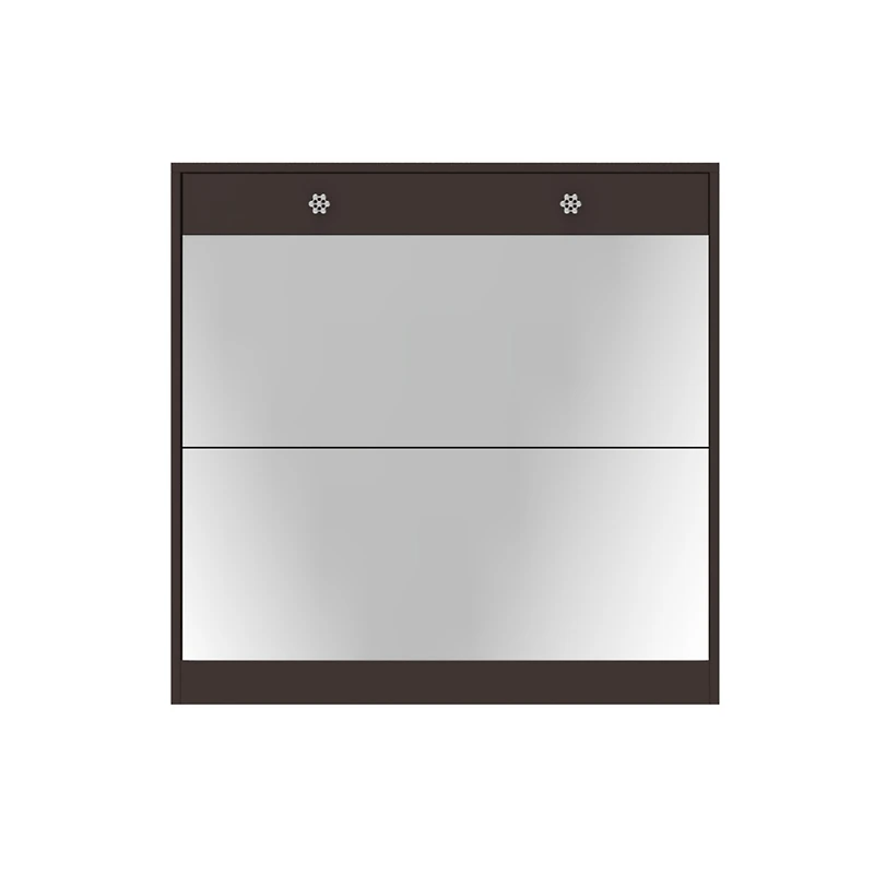 Streamdale Furniture Mirror Shoe Cabinet with 2 Tier Drawers