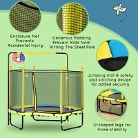 4.6' Kids Trampoline with Basketball Hoop, Horizontal Bar, 55" Indoor Trampoline with Net, Small Springfree Trampoline Gifts for Kids Toys, Ages