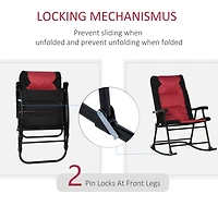 2 Piece Outdoor Patio Furniture Set with 2 Folding Padded Rocking Chairs, Bistro Style for Porch, Camping, Balcony, Red