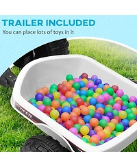 Simplie Fun Kids Atv Quad Car with Back Trailer, 6V Electric Ride On Car with Forward Backward Function, Wear-Resistant Wheels for Toddlers Ages 18-36