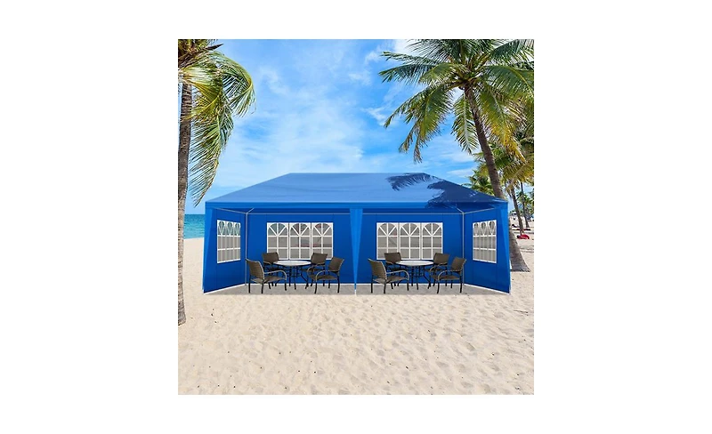 Slickblue Outdoor Party Tent with 6 Removable Sidewalls - Waterproof Canopy for Patio Weddings and Events