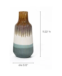 LuxenHome Earth Tones Ombre Stoneware Vase