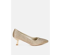 Dinah Rhinestones Embellished Kitten Heel Pumps