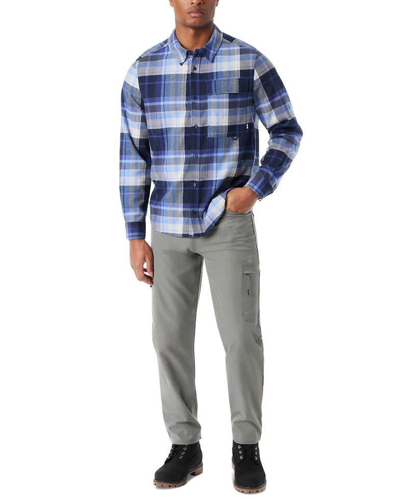 Bass Outdoor Men's Classic Fit Plaid Button-Front Stretch Flannel Shirt