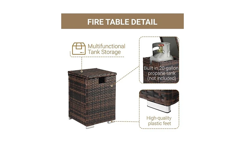 Slickblue Iron Frame Gas Bottle Storage Rattan Side Table - Brown Gradient