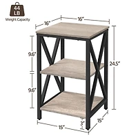 Yaheetech 3-Tier Side End Table with Shelf, X-Shaped Coffee Snack