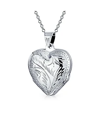 Bling Jewelry Four Way Multiple Photo Heart Lockets Hold Pictures Silver Locket Necklace 1.2 Inch