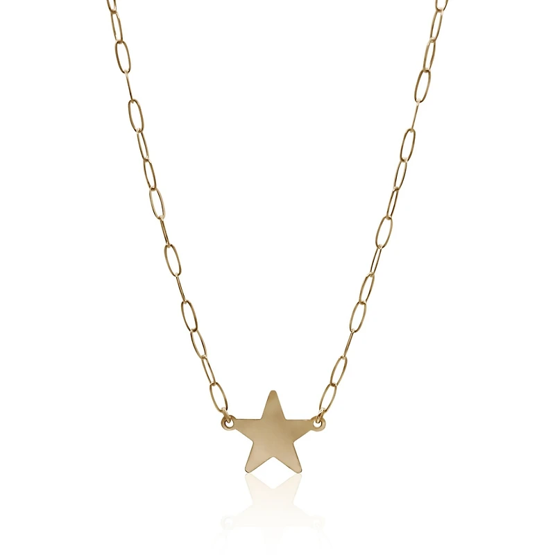 Non-Tarnishing Gold Filled Paperclip Chain With Gold Star Connector Necklace