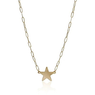 Non-Tarnishing Gold Filled Paperclip Chain With Gold Star Connector Necklace