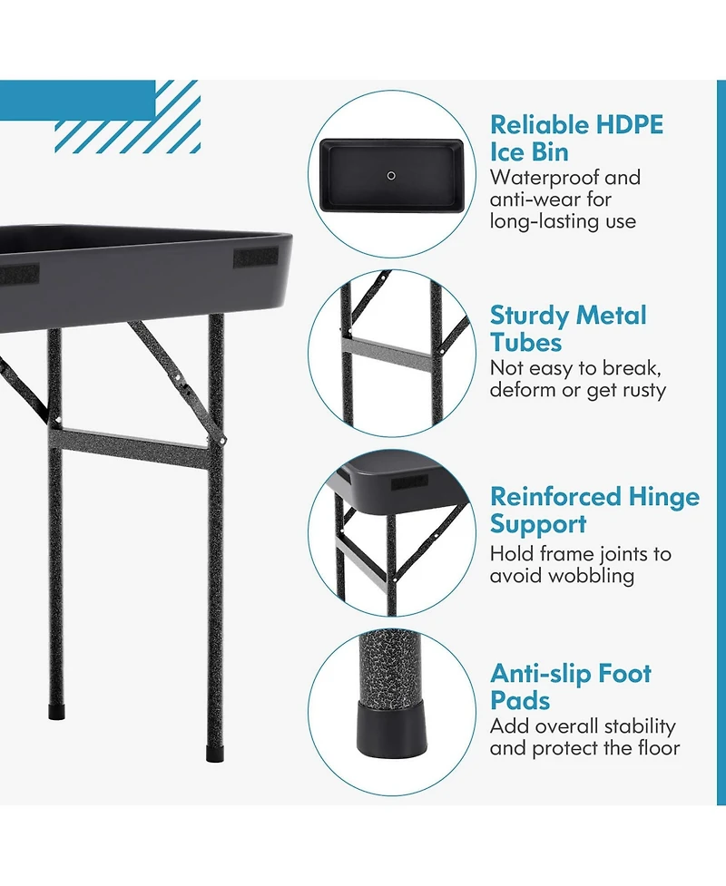 Costway 4 Foot Party Ice Folding Table Plastic with Matching Skirt