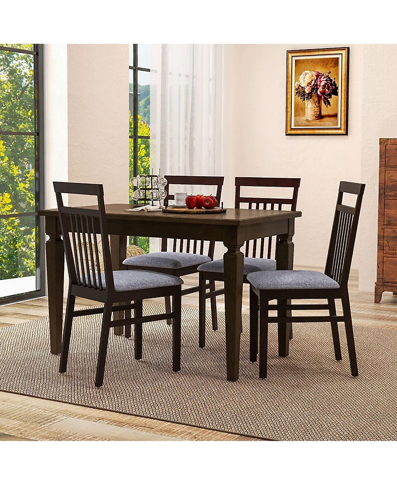 Gymax Upholstered Dining Chair Set of 4 Kitchen Armless Padded w/ Slanted Backrest