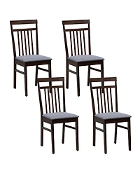 Gymax Upholstered Dining Chair Set of 4 Kitchen Armless Padded w/ Slanted Backrest