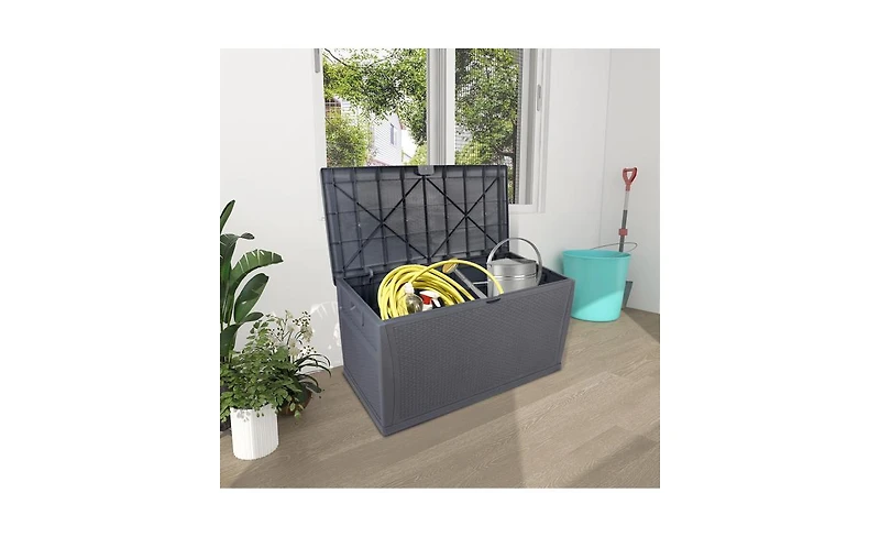 Slickblue Outdoor Garden Plastic Storage Deck Box - Lockable, Waterproof Chest
