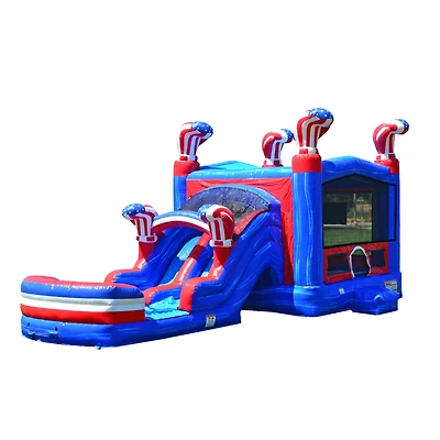 JumpOrange American Boxing Commercial Grade Bounce House Water Slide with Pool for Kids and Adults (with Blower), Basketball Hoop, Wet Dry Combo, Outd