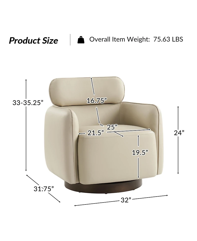 Hulala Home Rick Modern Swivel Chair with Adjustable Headrest