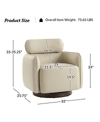 Hulala Home Rick Modern Swivel Chair with Adjustable Headrest
