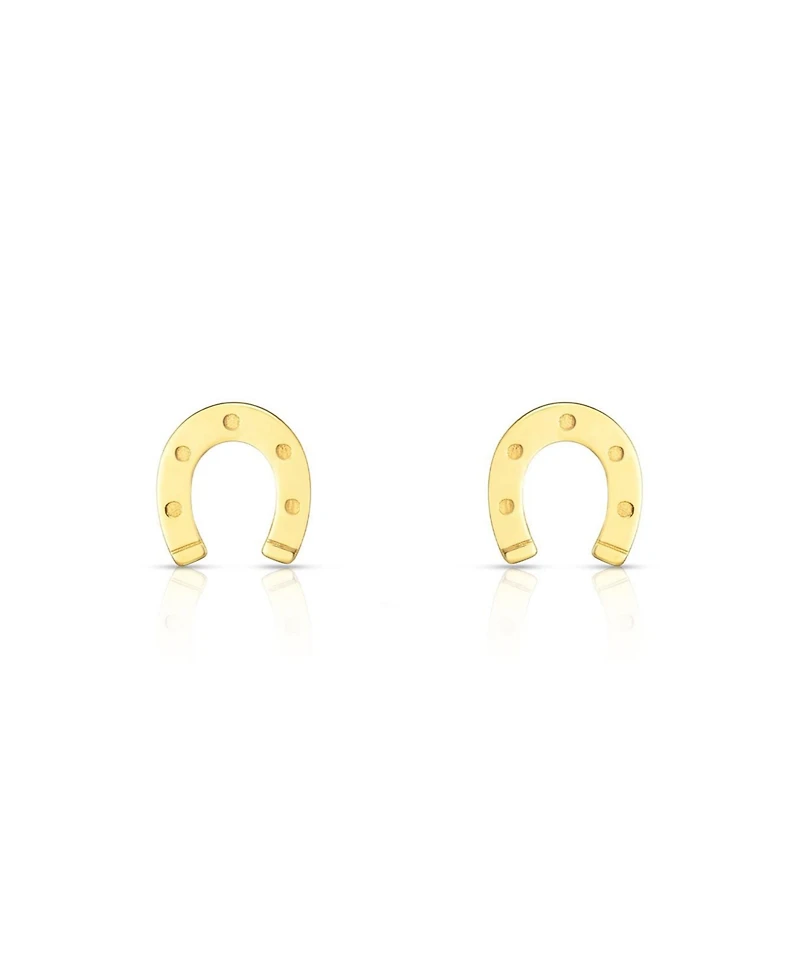 The Lovery Gold Horseshoe Stud Earrings 14K Gold