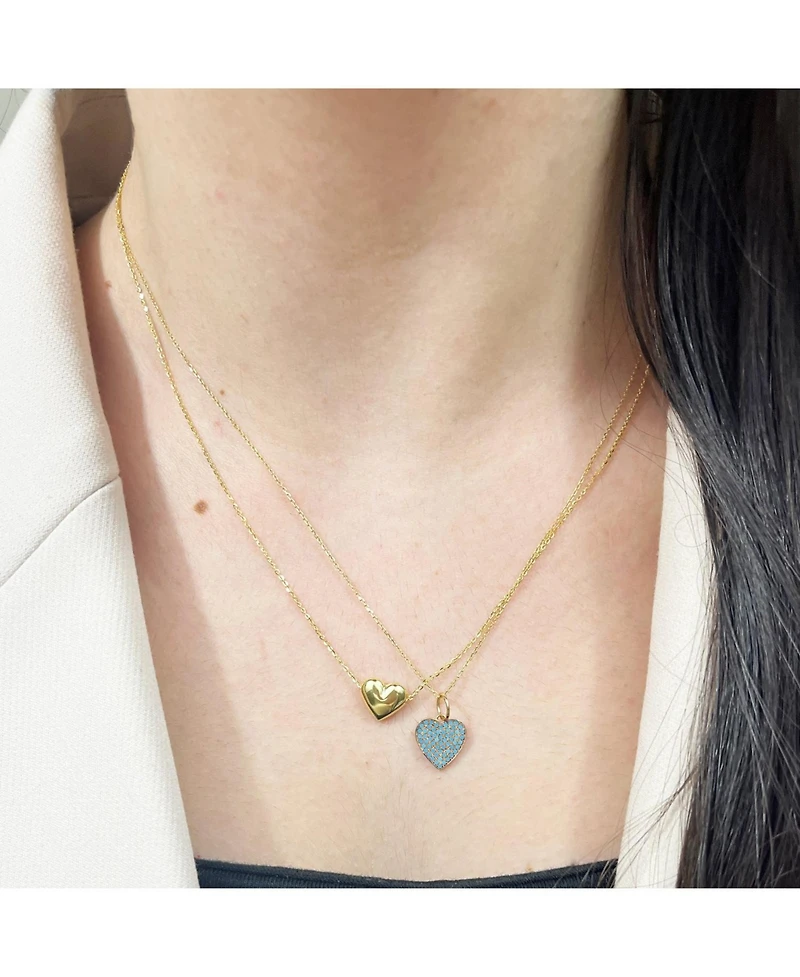 The Lovery Turquoise Pave Heart Charm 14K Gold