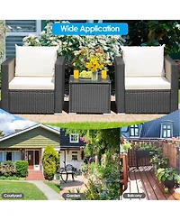 Sugift 3 Pieces Patio Wicker Conversation Set with Cushion