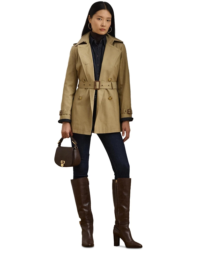 Lauren Ralph Women's Short Double-Breasted Belted Trench Coat