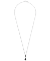 2-Pc. Set Onyx Pendant Necklace & Dangle Hoop Earrings in Sterling Silver