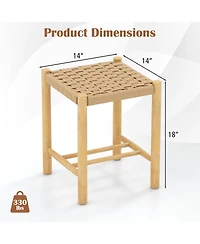 Sugift Dining Stool Set of 2 with Rubber Wood Frame