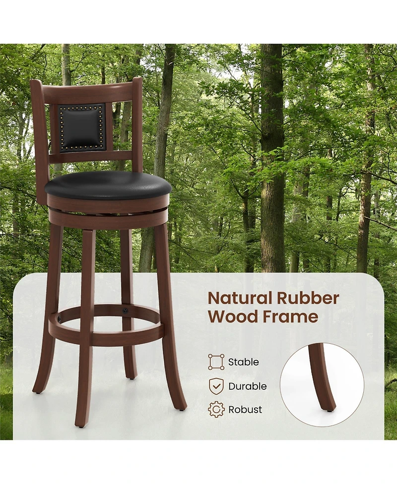 Sugift 30.5 Inch Upholstered Bar Stools Set of 2 with Curved Backrest and Footrest