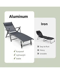 Sugift Outdoor Aluminum Chaise Lounge Chair with Quick-Drying Fabric